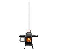 TaNeHaKi Estufa de leña plegable de 36 a 56 cm, altura regulable, incluye tubo de 55 cm de ancho y 5 minutos de tiempo de cocción para 5 personas, estufa de tienda de campaña, exterior, pícnic, caza