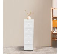 TaNeHaKi Mueble con 5 Cajones Cajonera Estrecha Blanca De Almacenaje Cajonera Vertical Cajonera Estrecha con Ruedas Mueble De Oficina Trolley Baño Trolley Cajonera para Cocina Sala De Estar
