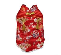 Tang Suit - Disfraz de perro estilo chino Cheongsam para mascotas, ropa de satén con pantalones holgados para bodas, vacaciones, fiestas, Año Nuevo, reuniones festivas, color rojo (XS)