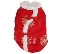 Tang Suit Pet Costume | Plush Warm Dog Clothes for Cats/Small & Medium Dogs | Chinese New Year Outfit with Fu Character | Festival Attire for Parties/Weddings (S)