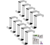 Tang Yuan Ganchos reversibles de acero inoxidable para puertas que ahorran espacio Ideal para cocinas, dormitorios, armarios y cajones, 10 ganchos