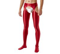 Tanga de encaje para hombre, brillante, sedoso, cuatro lados, mallas huecas para hombre, lencería abierta, talla grande, calzoncillos de elefante para hombre, rojo, XL
