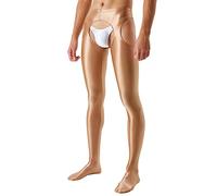 Tanga de encaje para hombre, brillante, sedoso, cuatro lados, mallas huecas para hombre, lencería abierta, talla grande, calzoncillos de elefante para hombre, café, M