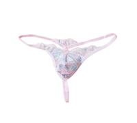 Tanga de encaje para hombre sexy chic tanga caliente invisible de gran tamaño mini slip cintura baja algodón mini tanga de baño tune caliente bajo ropa sissy tang transparente, rosa, Taille unique