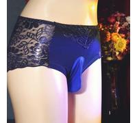 Tanga de Encaje para Hombre Transparente Tanga de Encaje para | Encaje transparente, bugle, sissy, tallas L a 3XL, uso diario o fiesta(Royal blue XXL)