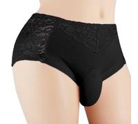 Tanga de Encaje para Hombre Transparente Tanga de Encaje para | Encaje transparente, bugle, sissy, tallas L a 3XL, uso diario o fiesta(Black L)