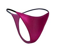 Tanga de seda y elastano para mujer, ropa interior sexy con espalda en T con satén suave, Rosa violeta, M
