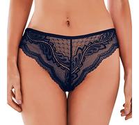 Tanga de tanga para mujer con estampado elástico transpirable de encaje francés bragas ropa interior, azul oscuro, L