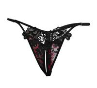 Tanga de tanga para mujer, tanga sexy extremadamente mini tanga de encaje tanga tanga mujer erótica bragas de mujer ropa interior mujer señoras sexy cintura baja bragas mujer, Negro , Talla única