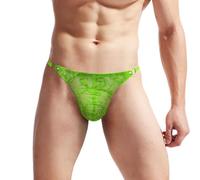 Tanga Encaje para Hombres Sexy Ropa Interior Tangas Bikini Gay Encaje Thong String Mankini Sissy Deportivo Atlético Transpirable Calzoncillos Masculina 1 Pack Verde
