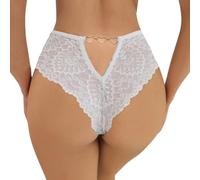 Tanga Encaje Sexy Mujer Bragas Suave Braguitas Culotte Ahuecadas La Espalda Ropa Interior Transparentes Cintura Baja Unidas Anillo Corazón Thong Calientes Lencería Elástica Slip Hipster (Blanco, S)
