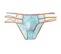 Tanga para hombre sexy erótica Lgbt Strings hombre arco iris rayado tangas sexy chic de seda helada mini slip de gran cintura elástica tanga cintura baja slip de baño piscina tanga ligera, #01
