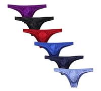 Tanga para Hombre Ultra Delgada, Ropa Interior Paquete de 6 Calzoncillos a Rayas Tirantes Cómodas Tangas Sueltas Triangulares Slip Multicolor Tanga Clásica Casual Bragas para el Día de San Valentín