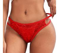 Tanga para mujer sexy chic bragas de encaje bajo cintura elástica elástica suave y cómodo transpirable seductor sin costuras para mujer sensual ropa ligera y agradable, rojo, S