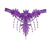Tanga Sin Costuras Bragas Ligeras de Lujo con borlas, Tanga para Mujer, Bordado, Puede Jugar con Cuentas, Bragas Sexis con Abierta Bikini Tanga Mujer Sexy HiloTanga Encaje Pack (Purple, One Size)