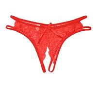 Tanga Sin Costuras Calzoncillos Bajos Abiertos de Encaje, Ropa Interior, Ropa Interior para Mujer, Calzoncillos con en la Cintura, Bragas Sexis para Tangas De HiloTangas HiloMujer (Red, One Size)