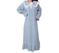 Tanga transparente para mujer, camisón de invierno de franela de color liso, forro polar coral, estilo princesa, diseño de manga larga, para comodidad acogedora en casa, camisón para personas mayores