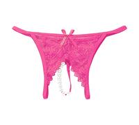 Tangas HiloMujer Braguitas Transparentes de Encaje con Abierta para Mujer con Masaje de Perlas Tangas Mujer Algodon Bragas Tanga Mujer Algodon (Hot Pink, XL)