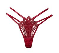 Tangas sexy de encaje para mujer, calzoncillos de cintura baja, entrepierna abierta, tanga en V, perspectiva, bragas con cuentas, flores, arcos, ropa interior erótica, Vino, Talla única