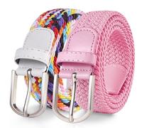 TANGCHAO Cinturones Hombre/Mujer Pack de 2, Elásticos Trenzados Sin Agujeros, Cinturon Elastico Hombre, Múltiples Colores Versátiles