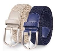 TANGCHAO Cinturones Hombre/Mujer Pack de 2, Elásticos Trenzados Sin Agujeros, Cinturon Elastico Hombre, Múltiples Colores Versátiles
