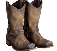 TangDao Botas de Cuero Retro para Hombre de Media Caña Botas Vaqueras del Oeste para Hombre EU 40 Marrón