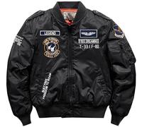 TangDao Chaqueta aviador de Hombre Con Cuello Alto Chaqueta Bomber de Entretiempo Cortavientos Chaqueta de Invierno deportiva (FR/ES, Letras, 4XL, Regular, Regular, Negro)