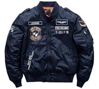 TangDao Chaqueta aviador de Hombre Con Cuello Alto Chaqueta Bomber de Entretiempo Cortavientos Chaqueta de Invierno deportiva (FR/ES, Letras, M, Regular, Regular, Azul)