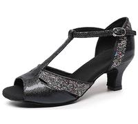 TangDao Zapatos de Baile Latinos para Mujer Sandalias de Dedos Zapatillas de Danza de salón Zapatos de Tacón para fiesta (Negro, Adulto, Mujer, 37, Números, Sistema tallas calzado EU, mediano)