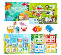 Tangdudu Libro Montessori para Niños de 1 2 3 4 5 Años, Quiet Book, Busy Book, Libro de Actividades para Aprender Animales, Colores, Formas, Frutas, Verduras, Vehículos, Clima, Alimentos y Dinosaurios