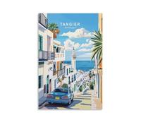 Tánger Travel Morocco Travel Minimalista Paisaje Urbano Pinturas Arte de Pared Cuadros Lienzo Impresiones Artwork para Sala de Estar Dormitorio Baño Oficina Decoración del Hogar 30 x 45 cm