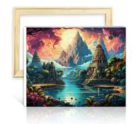 TANGFEIY Kit de pintura sobre lienzo pirámide maya desierto sobre lienzo pintura para adultos con pinceles y pigmentos acrílicos obras de arte para decoración del hogar sin marco (50 x 65 cm)