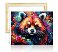 TANGFEIY Pintura por números sobre lienzo, panda rojo, pintura por números para adultos y principiantes, con pinceles y pigmento acrílico, estilo creativo, artesanía, marco de bricolaje (40 x 50 cm)