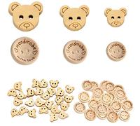 Tangger 300 piezas botones de madera natural botones mercería botones de madera botones de oso de madera pequeños botones redondos de madera botones de costura DIY la costura Artesanía