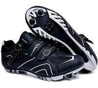 tangjiu Bicicleta de Montaña con Tacos, Zapatillas de Ciclismo de Carretera de Fibra de Carbono Transpirables, Zapatillas Deportivas Antideslizantes con Tiras Reflectantes (Gris,41)