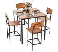 Tangkula Juego de mesa de comedor de altura de mostrador, mesa de bar y sillas, juego de 4 mesas de pub y sillas, juego de comedor que ahorra espacio para rincón de desayuno