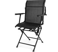 Tangkula Silla giratoria de Caza de 360 Grados, sillas ciegas para el Suelo con reposabrazos y Respaldo de Malla, sillas de Caza Plegables con Almohadillas Antideslizantes y Marco de Acero, Asientos