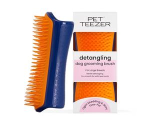 Tangle Teezer | Pet Teezer | Cepillo para desenredar y aseo de perros | Cepillo seco o cepillo de baño para perros | Azul marino y naranja