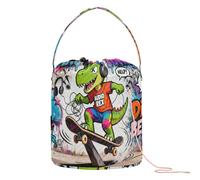 Tangled Tunes Dino on Skateboard Crochet Tote Bag Storage Crochet Hook Tote Tote Portable Yarn Tote for Knitting Kit Crochet Craft