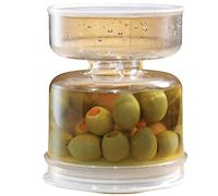 TANGLI Tarro para Encurtidos, Pequeño Tarro de Separación Seco-Húmedo para Encurtidos Y Aceitunas con Colador, Tarro Acrílico para Encurtidos Recipiente de Reloj de para Kimchi