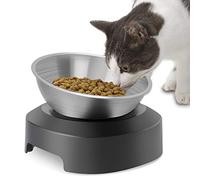 TANGN Comedero Gato Elevado, Cuencos para Gatos con Inclinación de 15 Grados, Cuenco de Un Solo Tazón en Acero Inoxidable y Base Antideslizante - Gris para Gato Joven y Adulto,Cat Bowl (Solo)