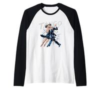 Tango Pareja Danza Abraza Elegante Movimiento Argentino Camiseta Manga Raglan