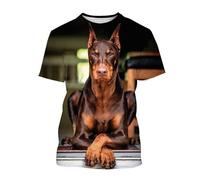 TangoDS Doberman Impresión 3D Camiseta para Mujeres Hombres Doberman Perro Mamá Papá Amor Mascota Cachorro Camiseta Cool Streetwear