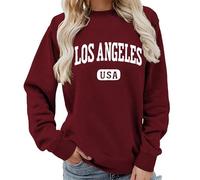 TangoDS Felpa da Donna con Girocollo a lettere Los Angeles California Grafica città USA Maniche Lunghe