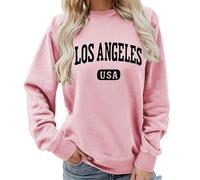 TangoDS Felpa da Donna con Girocollo a lettere Los Angeles California Grafica città USA Maniche Lunghe