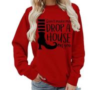 TangoDS Felpa da Donna con scollo Rotondo e Maniche Lunghe 'Non farmi Far cadere una casa su di te' con Stampa letterale Grafica Divertente Degli Stivali Pullover e Top