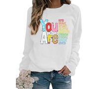 TangoDS Felpa da Donna con Stampa a lettere e scollo a O in Pile per Autunno e Inverno Maglione a Manica Lunga Donna Pullover Top