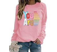 TangoDS Felpa da Donna con Stampa a lettere e scollo a O in Pile per Autunno e Inverno Maglione a Manica Lunga Donna Pullover Top