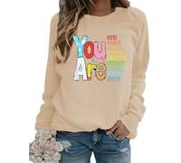 TangoDS Felpa da Donna con Stampa a lettere e scollo a O in Pile per Autunno e Inverno Maglione a Manica Lunga Donna Pullover Top