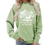 TangoDS Felpa Girocollo da Donna Christian Segui la Parola Non il Branco con Stampa a Lettere e Grafica di Mucca di Montagna